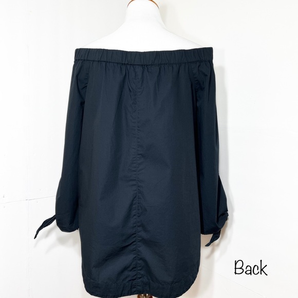 Free People Tie Sleeve Off The Shoulder Strapless Navy Blue Top - Picture 6 of 13